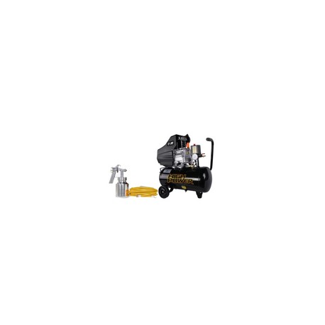 COMPRESOR AIRE HIGH POWER 2.5HP 25LTS C/PISTOLA Y MANG KITCOM2518PG